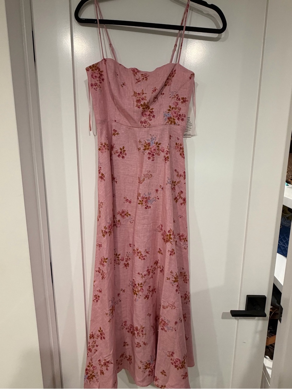 Reformation Pink Floral Maxi Dress with Spaghetti Straps